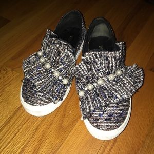 pearl & diamond slip ons